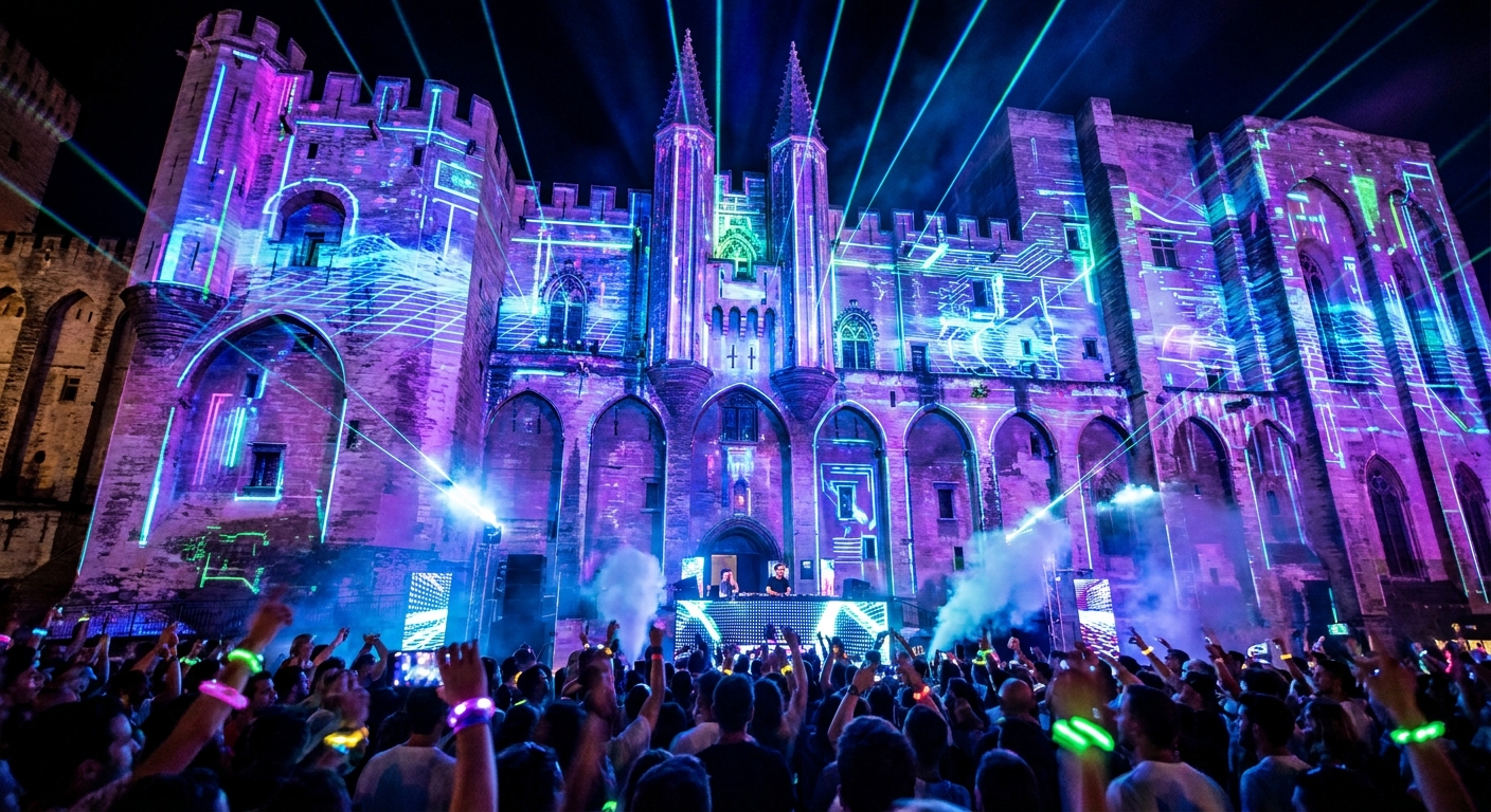 L'architourisme nocturne : quand le Palais des Papes vibre au rythme de la techno
